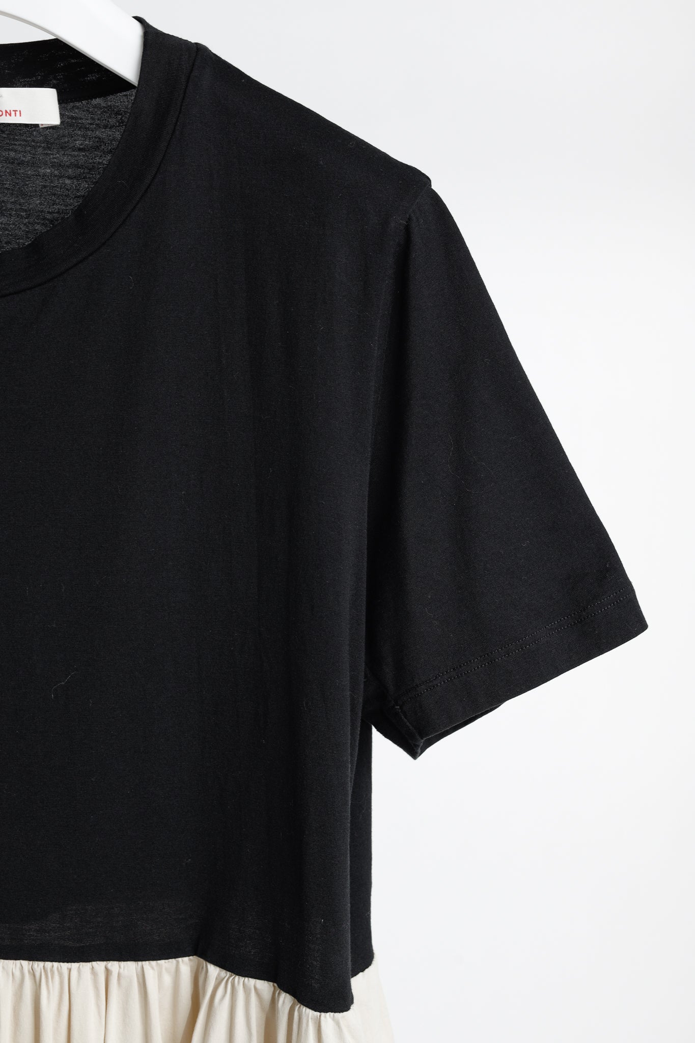Liviana Conti Black & Beige Cotton T-Shirt Midi Dress