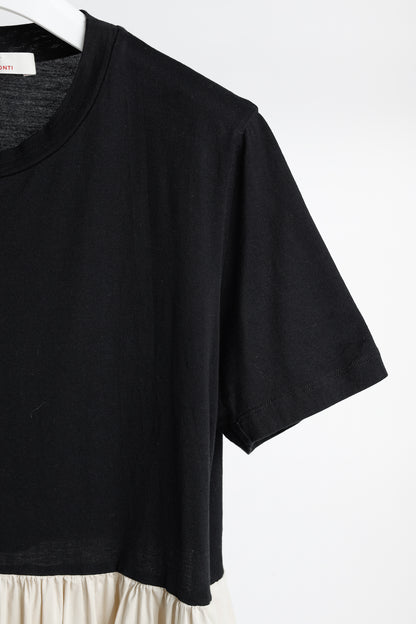 Liviana Conti Black & Beige Cotton T-Shirt Midi Dress