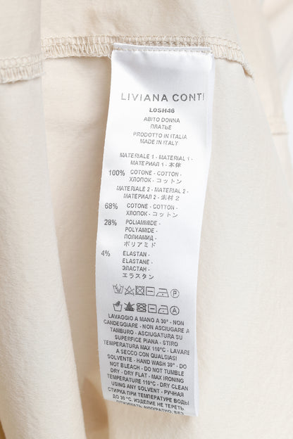 Liviana Conti Black & Beige Cotton T-Shirt Midi Dress