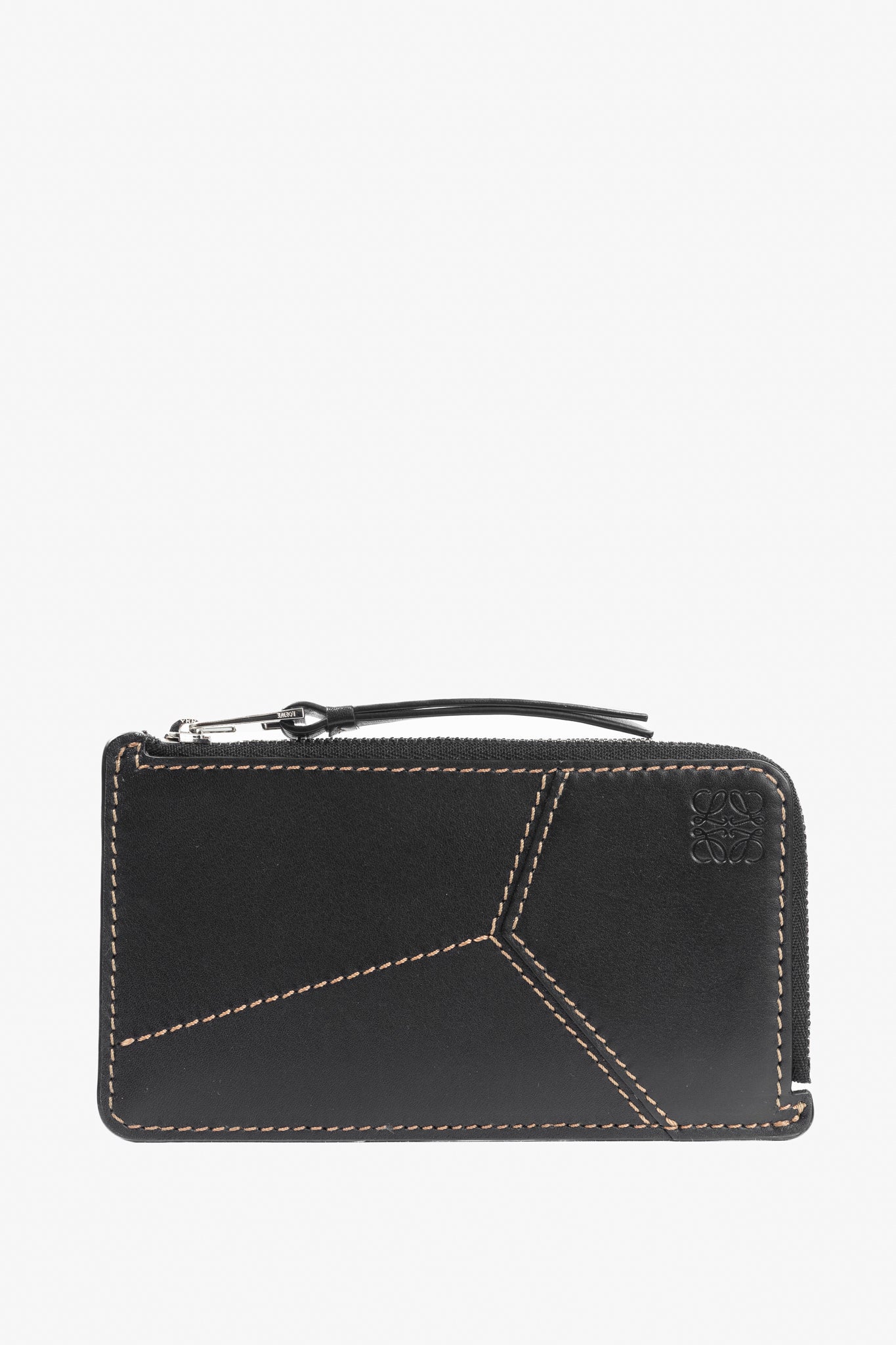 Loewe Puzzle Stitch Black Smooth Calf Leather L Coin Card Holder