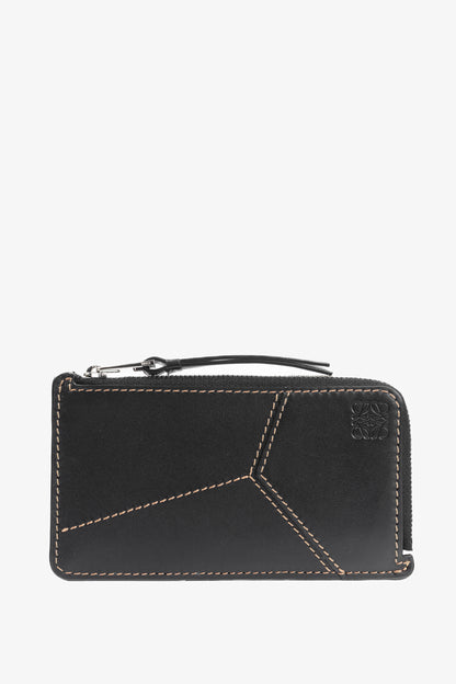 Loewe Puzzle Stitch Black Smooth Calf Leather L Coin Card Holder