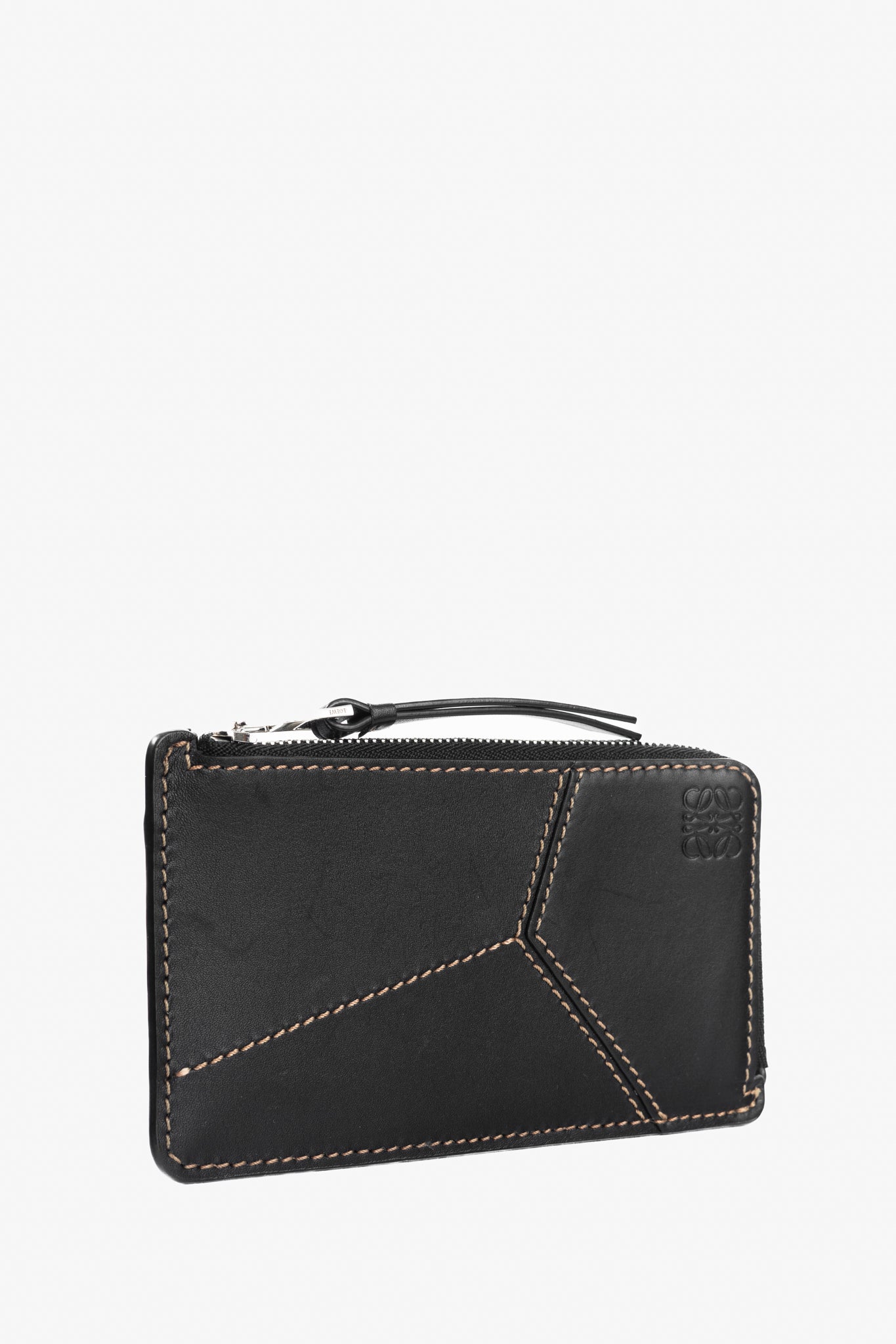 Loewe Puzzle Stitch Black Smooth Calf Leather L Coin Card Holder