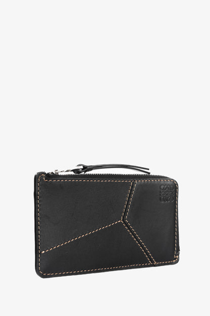 Loewe Puzzle Stitch Black Smooth Calf Leather L Coin Card Holder