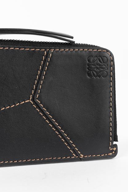 Loewe Puzzle Stitch Black Smooth Calf Leather L Coin Card Holder