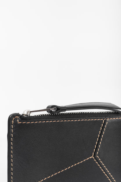 Loewe Puzzle Stitch Black Smooth Calf Leather L Coin Card Holder