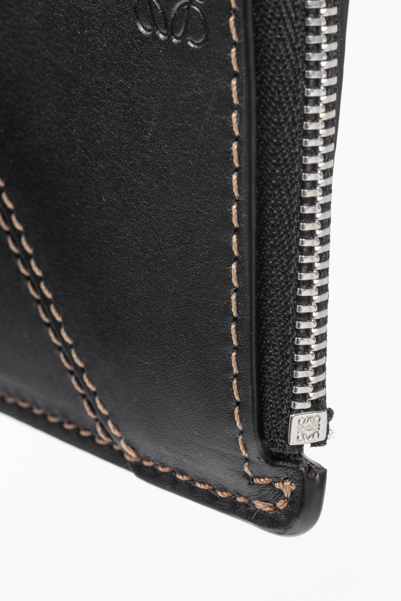 Loewe Puzzle Stitch Black Smooth Calf Leather L Coin Card Holder
