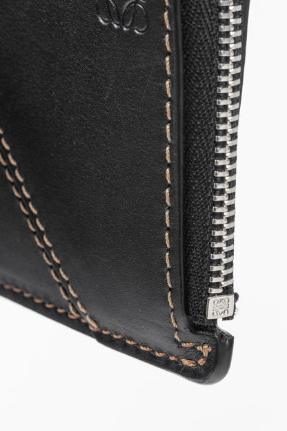 Loewe Puzzle Stitch Black Smooth Calf Leather L Coin Card Holder