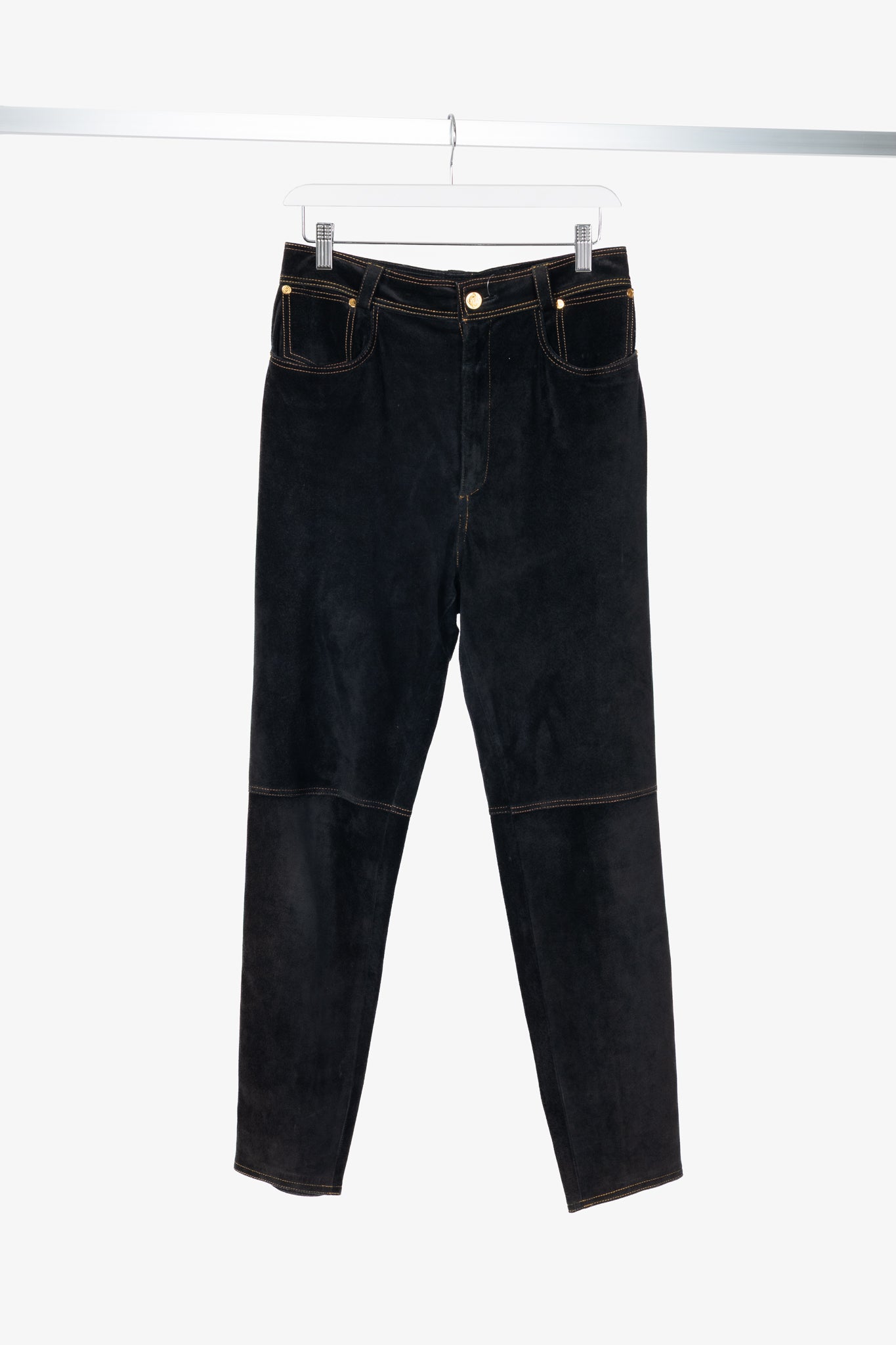 Loewe Black Suede Panelled Slim Pants