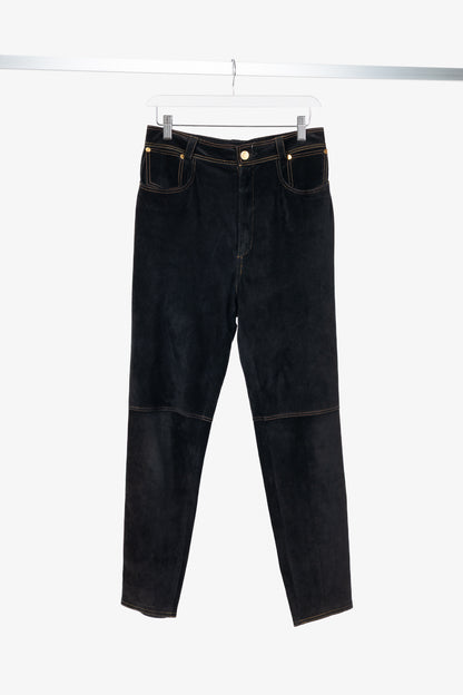 Loewe Black Suede Panelled Slim Pants