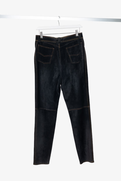 Loewe Black Suede Panelled Slim Pants