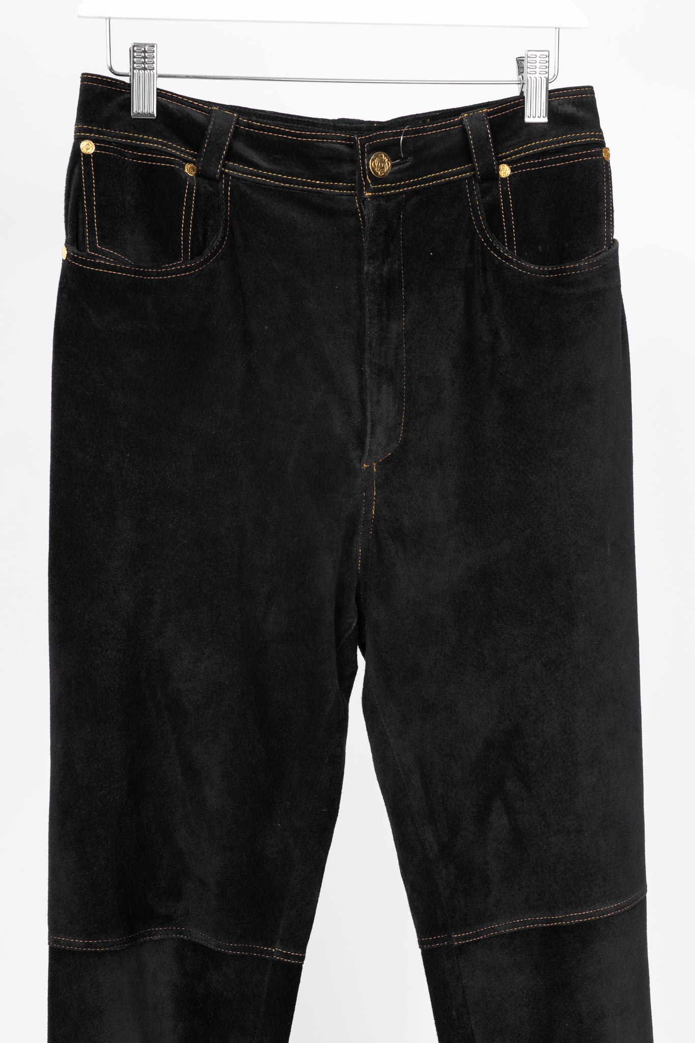Loewe Black Suede Panelled Slim Pants
