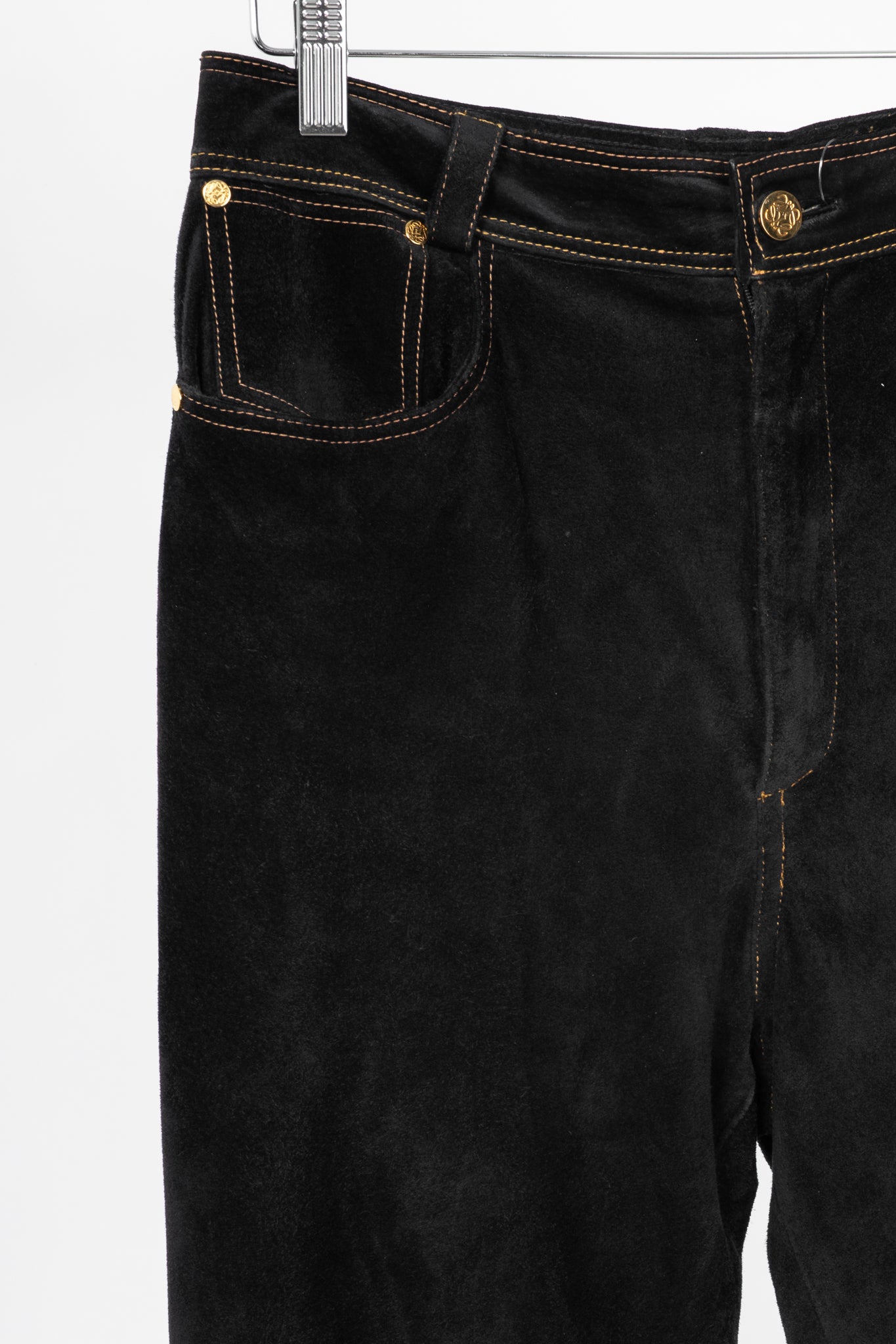 Loewe Black Suede Panelled Slim Pants