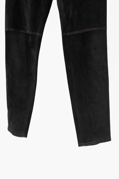 Loewe Black Suede Panelled Slim Pants