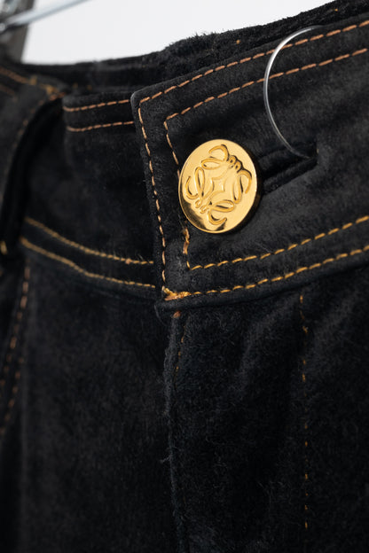 Loewe Black Suede Panelled Slim Pants