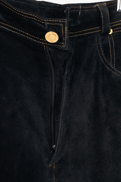Loewe Black Suede Panelled Slim Pants