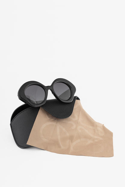 Loewe LW40125U Black & Smoke Logo-Temple Cat-Eye Sunglasses
