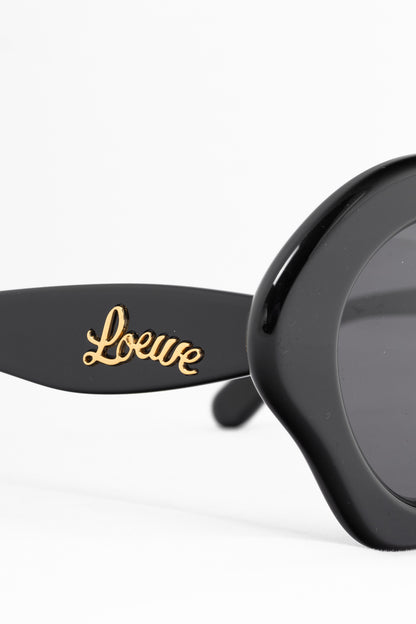Loewe LW40125U Black & Smoke Logo-Temple Cat-Eye Sunglasses
