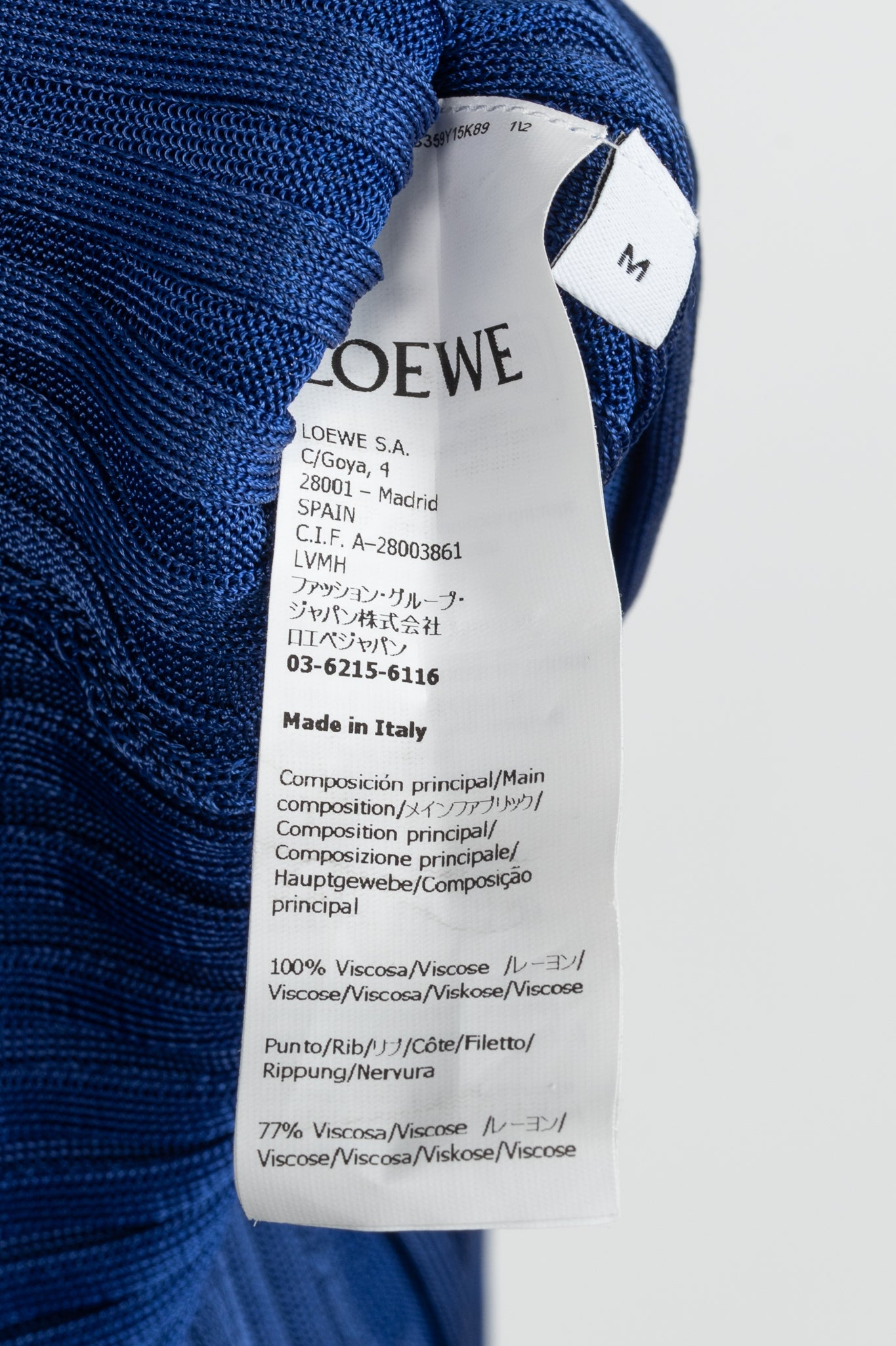 Loewe Night Blue Ribbed-Knit Buttoned Midi Dress