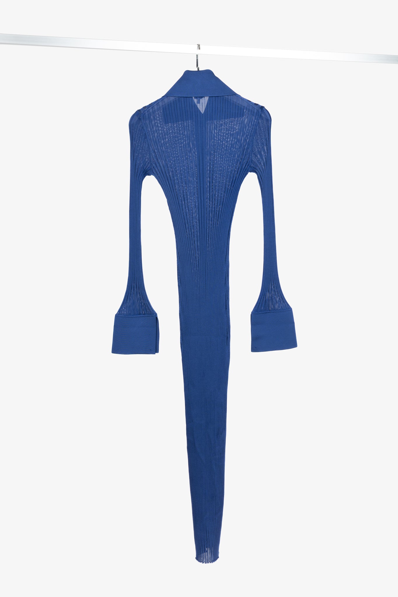 Loewe Night Blue Ribbed-Knit Buttoned Midi Dress