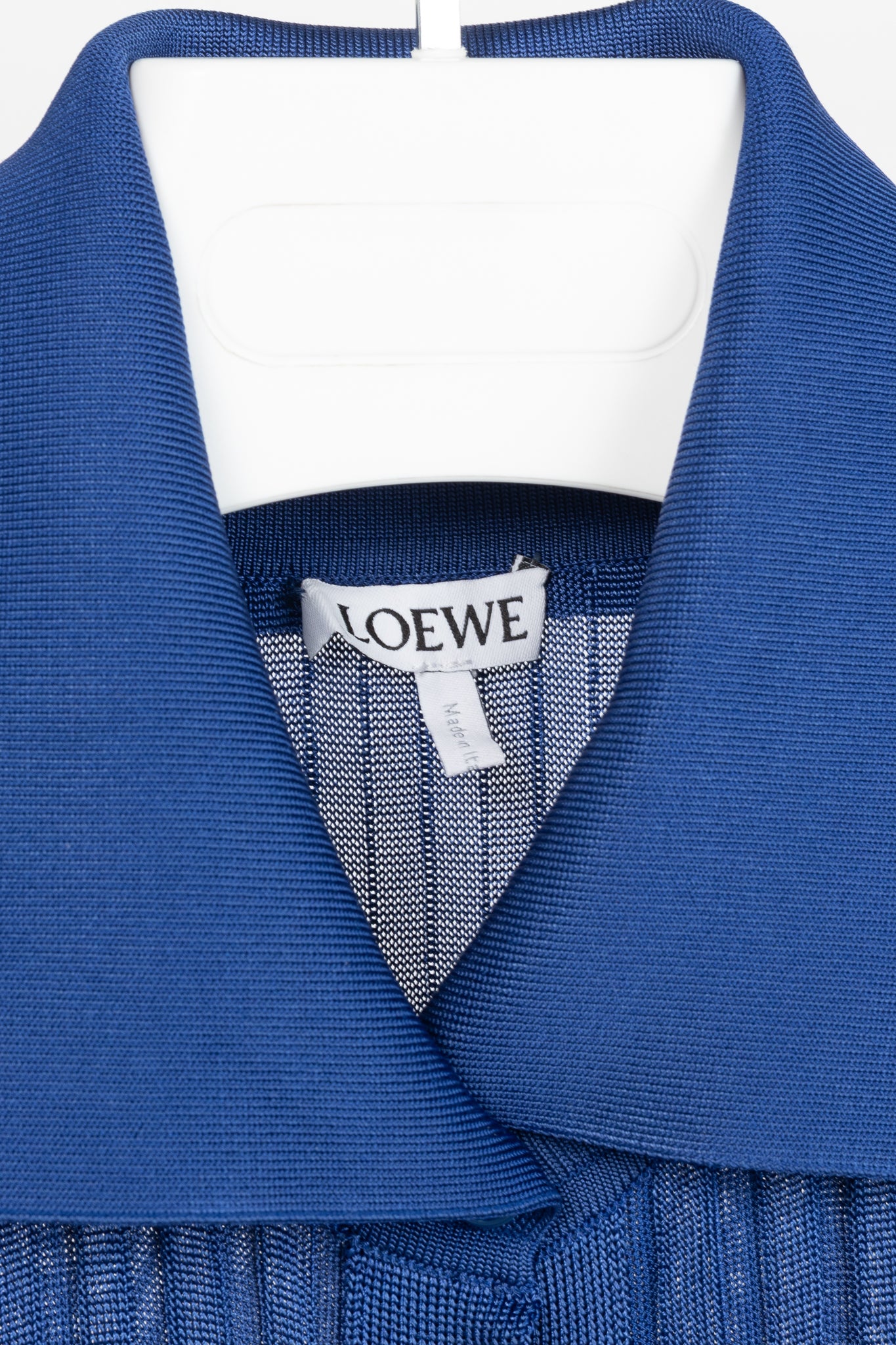 Loewe Night Blue Ribbed-Knit Buttoned Midi Dress