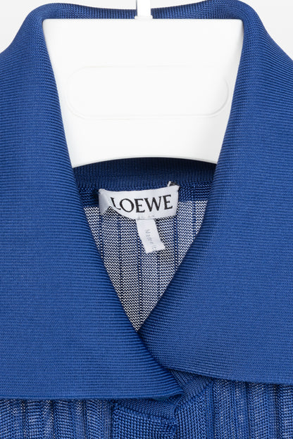 Loewe Night Blue Ribbed-Knit Buttoned Midi Dress