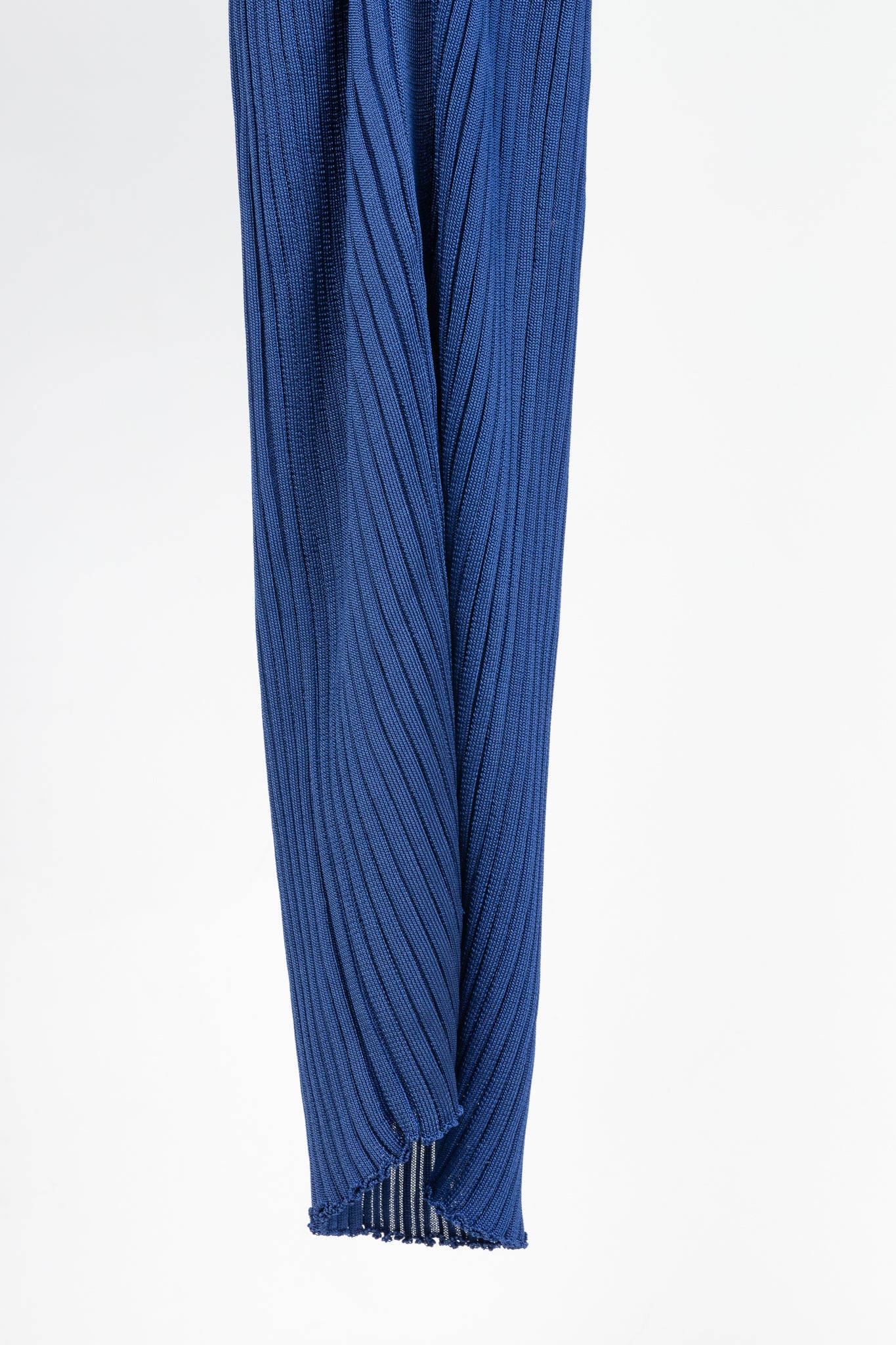 Loewe Night Blue Ribbed-Knit Buttoned Midi Dress