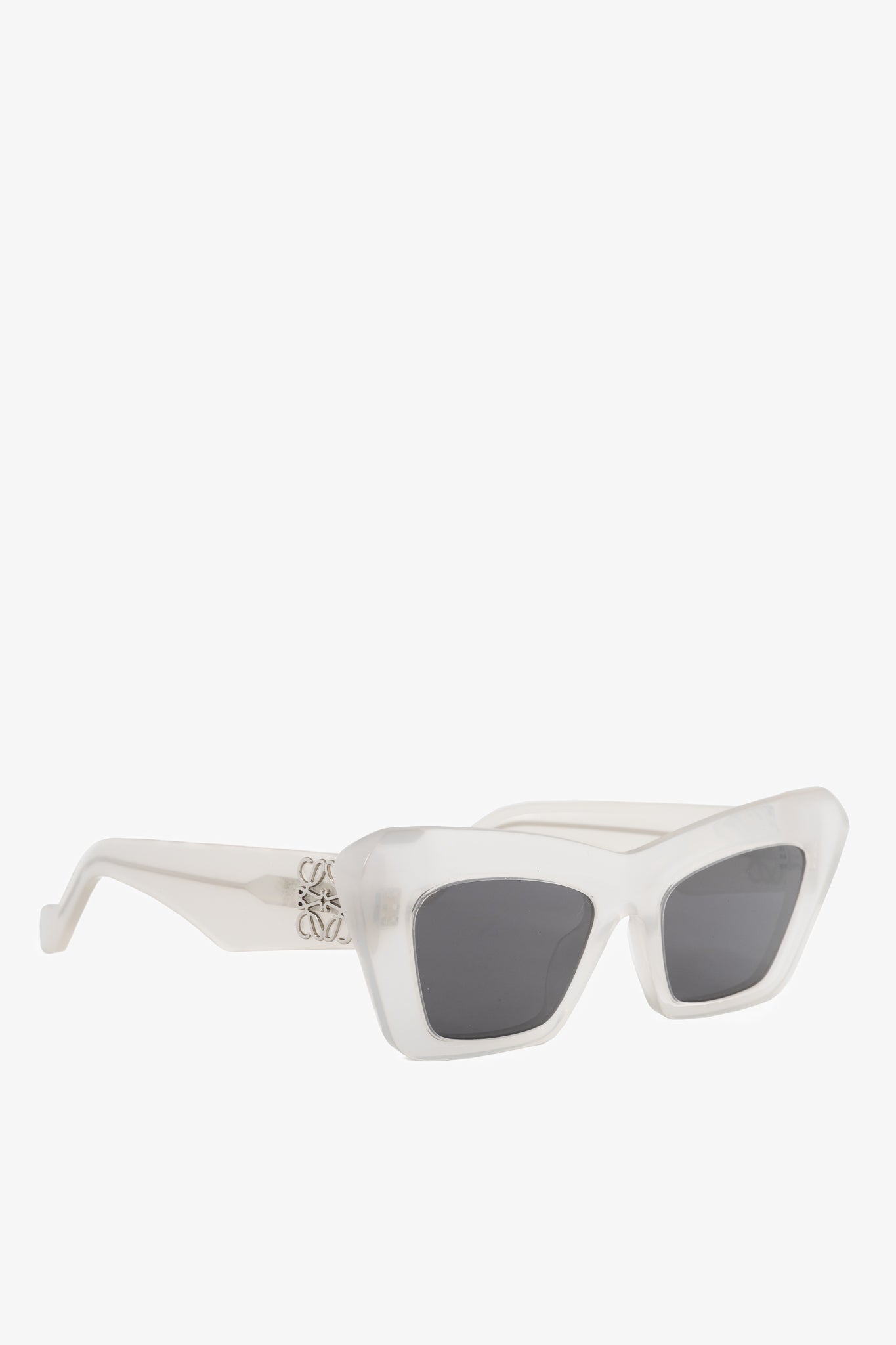 Loewe LW40036I Transparent White Anagram-Temple Cat-Eye Sunglasses