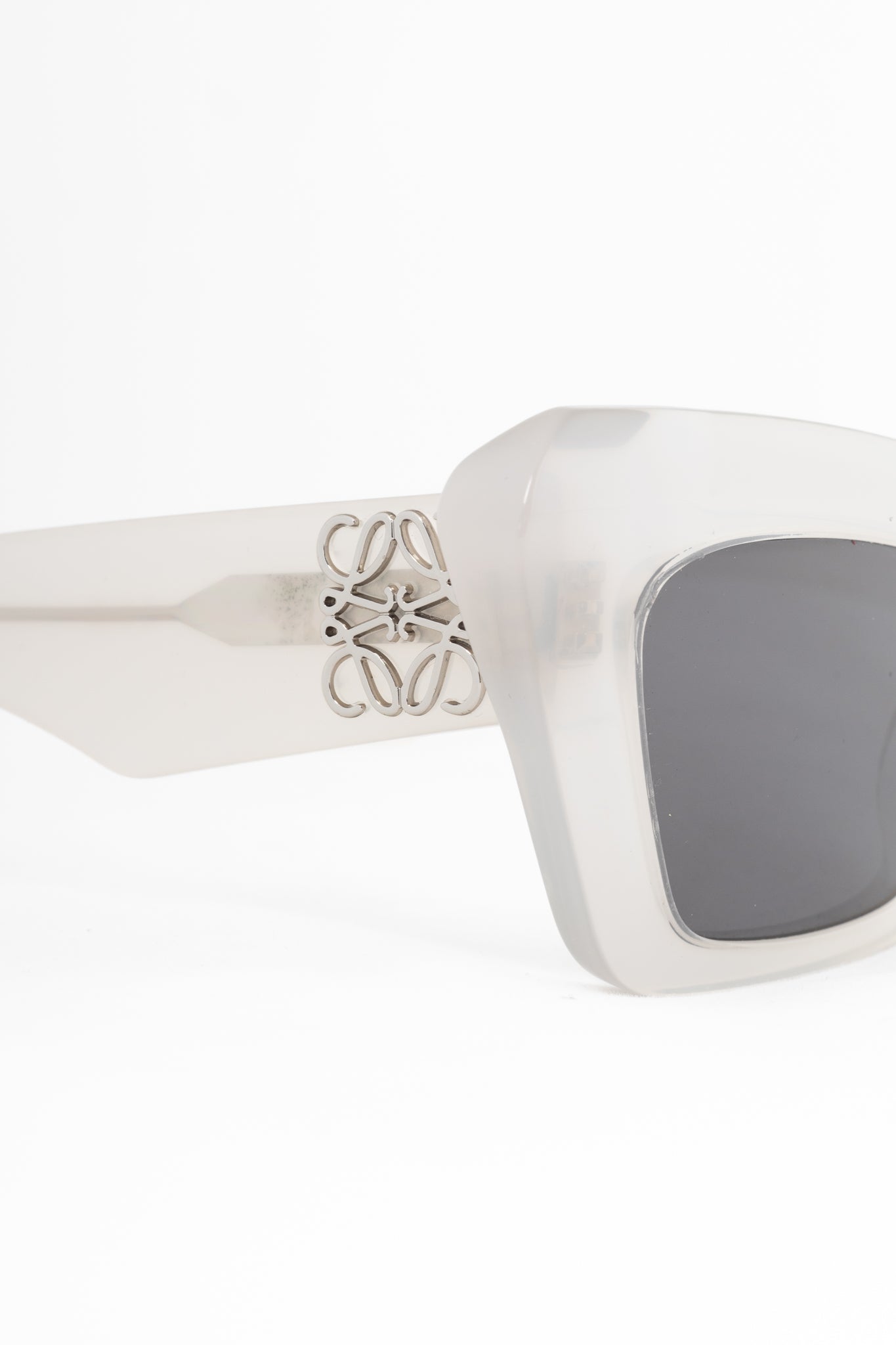 Loewe LW40036I Transparent White Anagram-Temple Cat-Eye Sunglasses