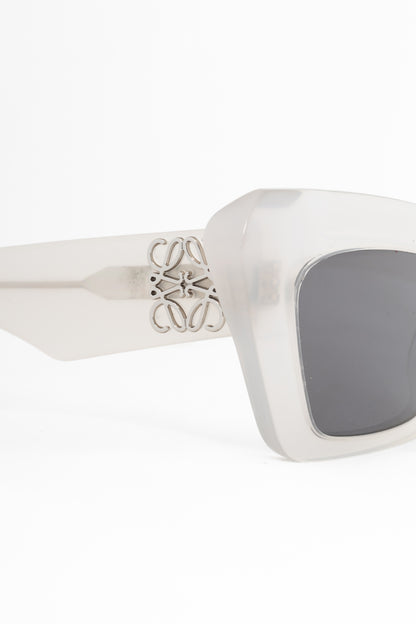 Loewe LW40036I Transparent White Anagram-Temple Cat-Eye Sunglasses