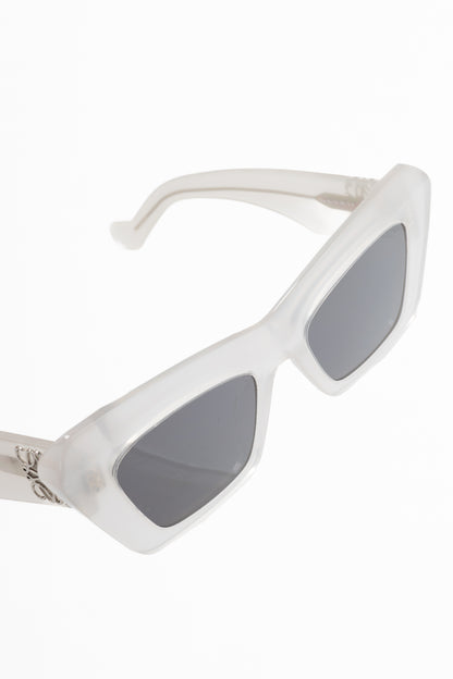Loewe LW40036I Transparent White Anagram-Temple Cat-Eye Sunglasses