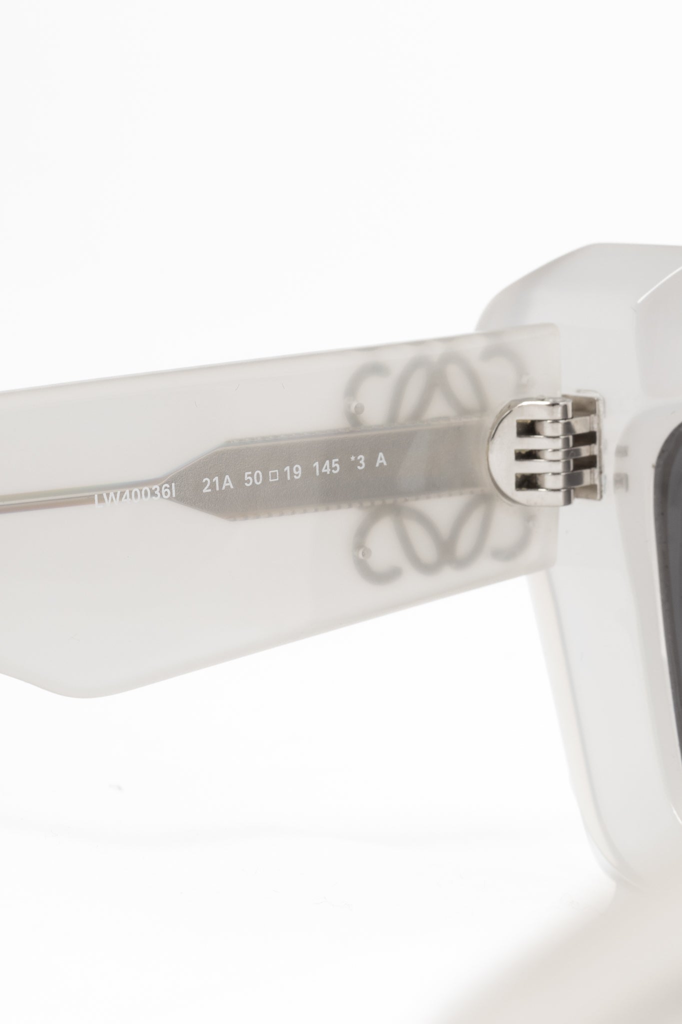 Loewe LW40036I Transparent White Anagram-Temple Cat-Eye Sunglasses