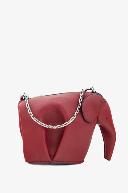 Loewe Red Calfskin Elephant Mini Coin Pouch