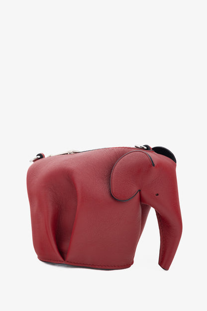 Loewe Red Calfskin Elephant Mini Coin Pouch