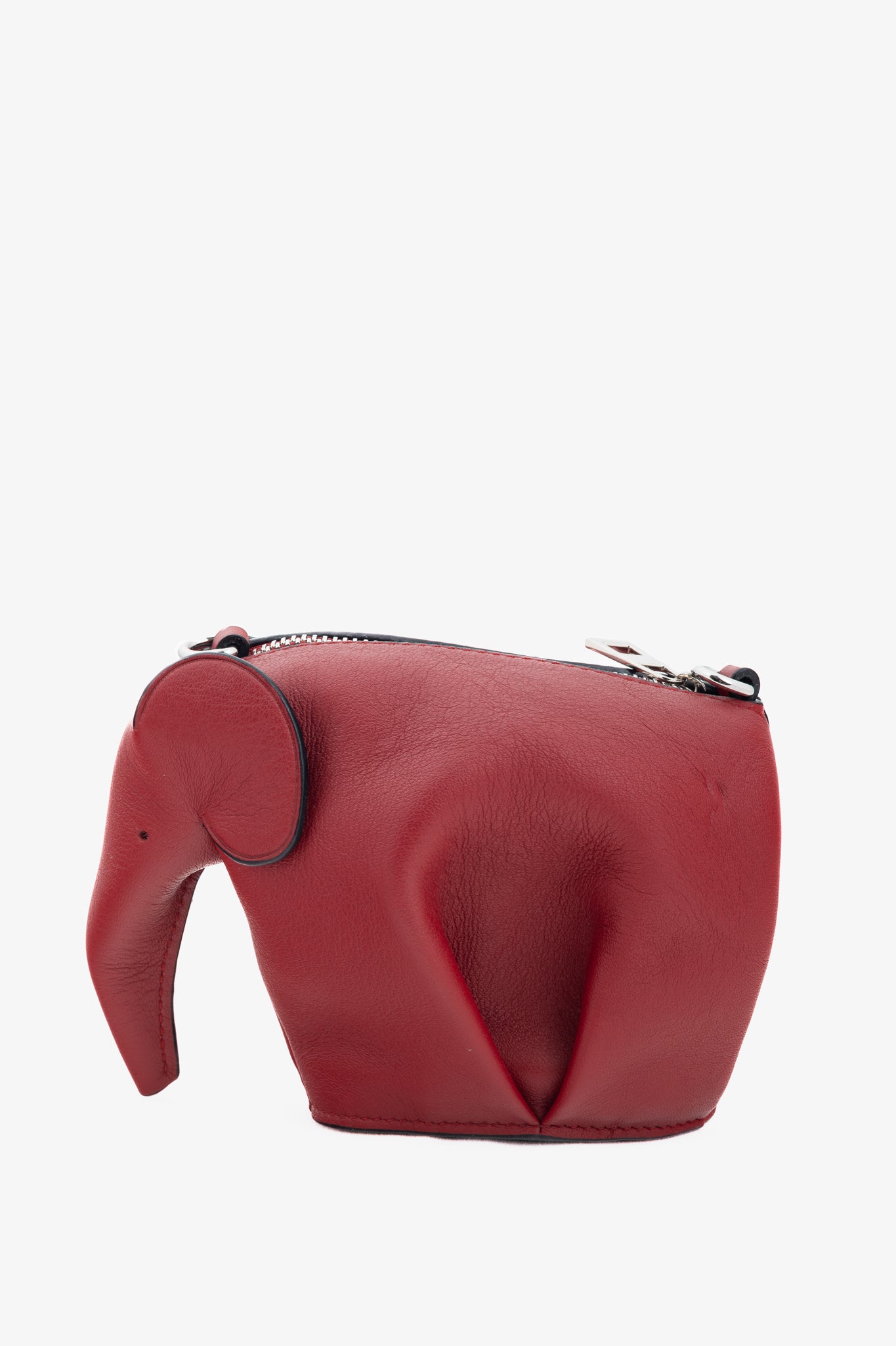 Loewe Red Calfskin Elephant Mini Coin Pouch
