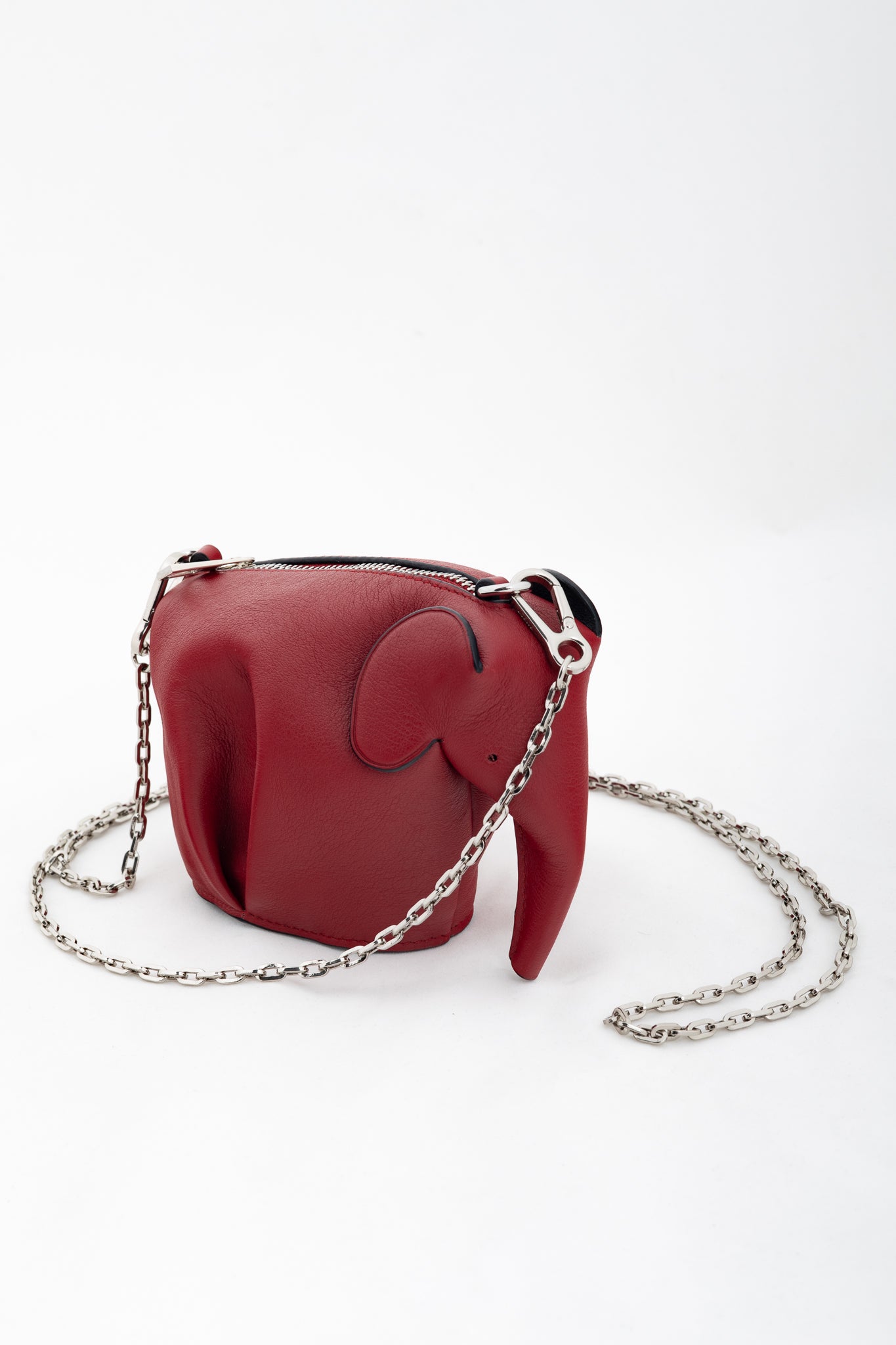 Loewe Red Calfskin Elephant Mini Coin Pouch