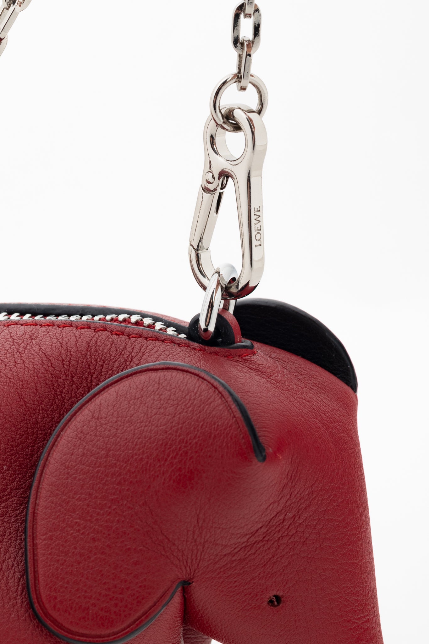 Loewe Red Calfskin Elephant Mini Coin Pouch