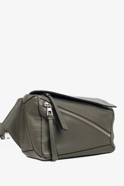 Loewe Puzzle Khaki Green Classic Calfskin Bumbag
