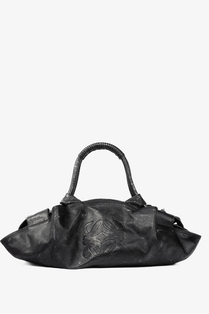Loewe Nappa Aire Metallic Black Sheep Skin Anagram Handbag