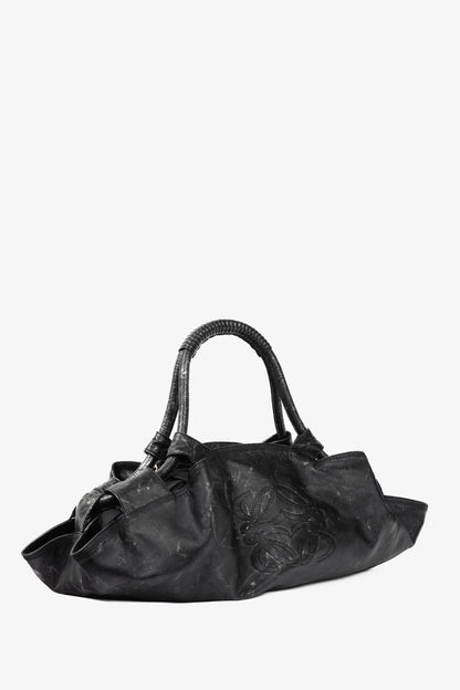 Loewe Nappa Aire Metallic Black Sheep Skin Anagram Handbag