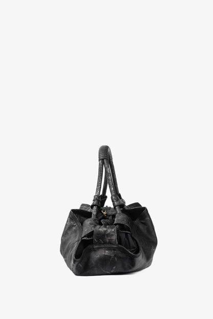 Loewe Nappa Aire Metallic Black Sheep Skin Anagram Handbag