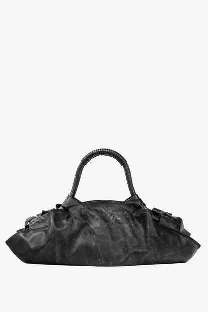 Loewe Nappa Aire Metallic Black Sheep Skin Anagram Handbag