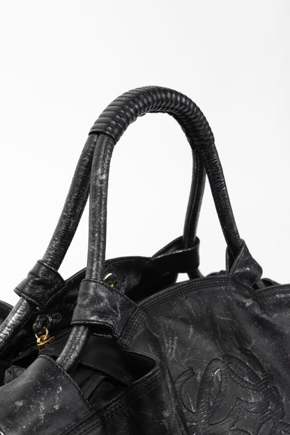 Loewe Nappa Aire Metallic Black Sheep Skin Anagram Handbag