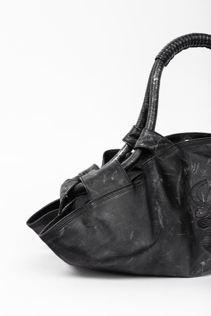 Loewe Nappa Aire Metallic Black Sheep Skin Anagram Handbag