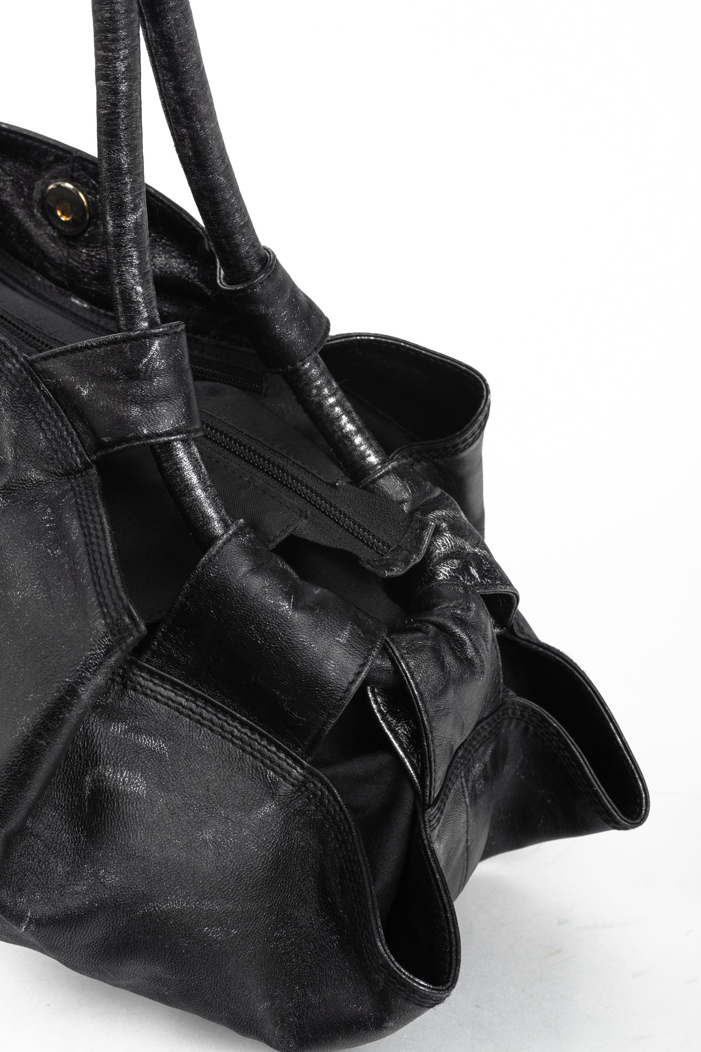 Loewe Nappa Aire Metallic Black Sheep Skin Anagram Handbag
