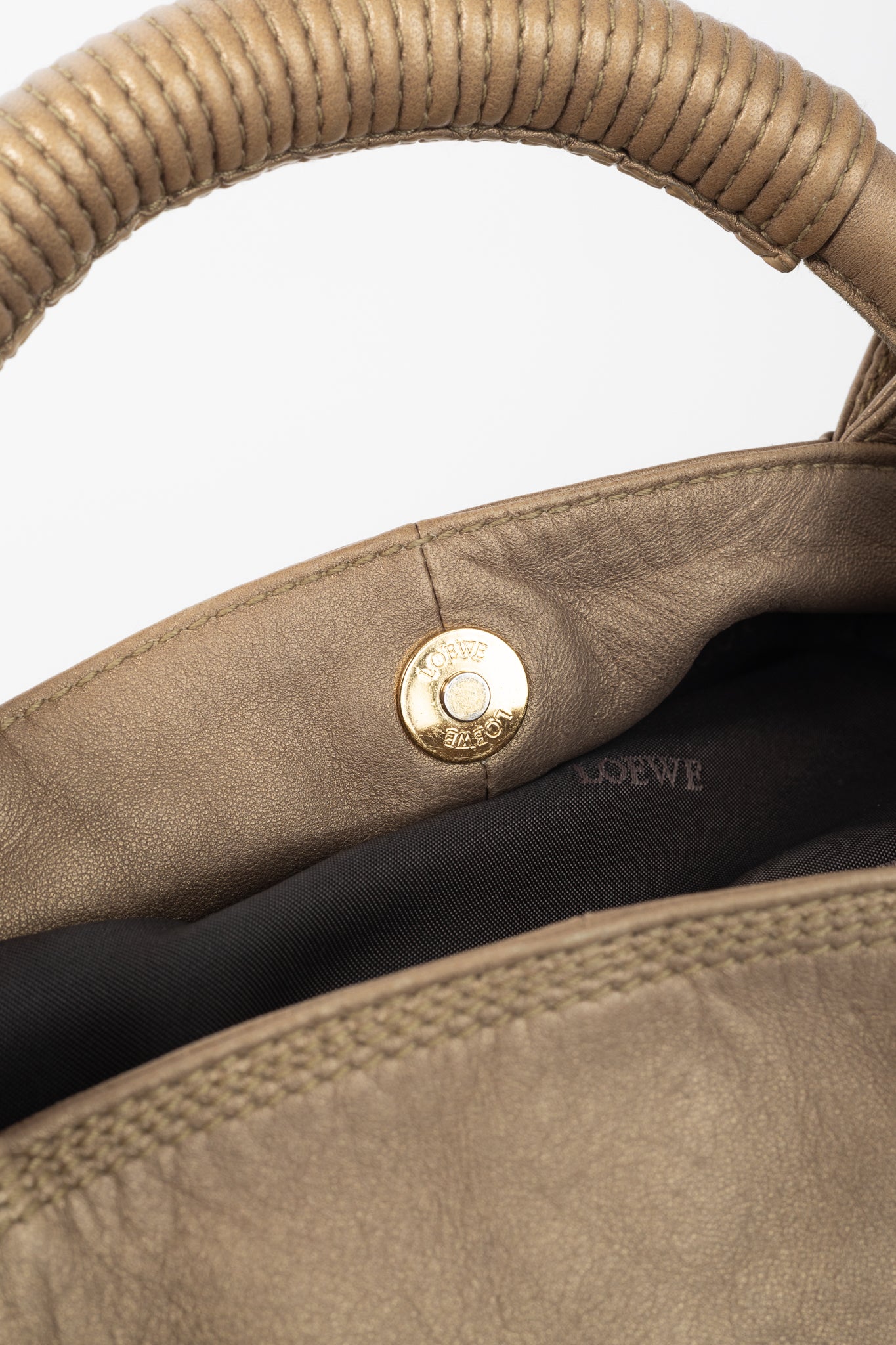 Loewe Nappa Aire Metallic Gold Sheep Skin Anagram Handbag