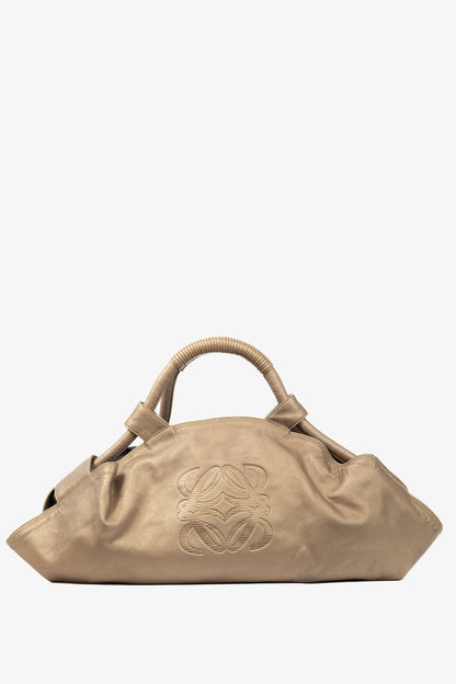 Loewe Nappa Aire Metallic Gold Sheep Skin Anagram Handbag
