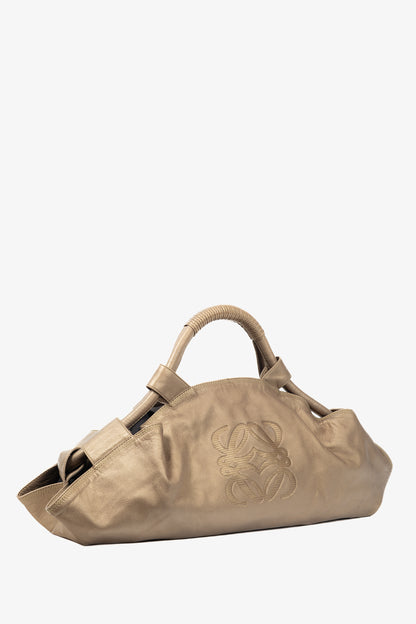 Loewe Nappa Aire Metallic Gold Sheep Skin Anagram Handbag