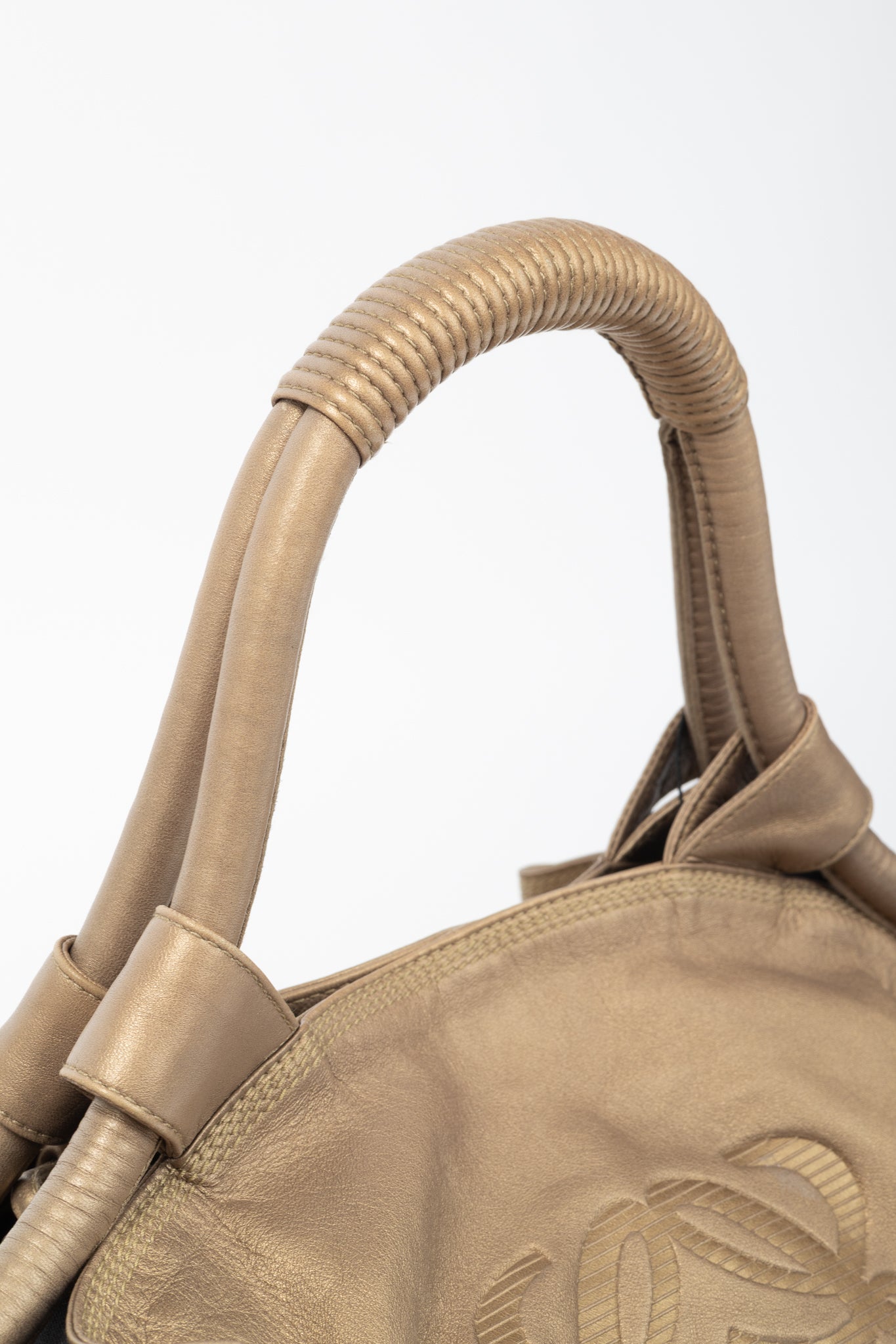 Loewe Nappa Aire Metallic Gold Sheep Skin Anagram Handbag