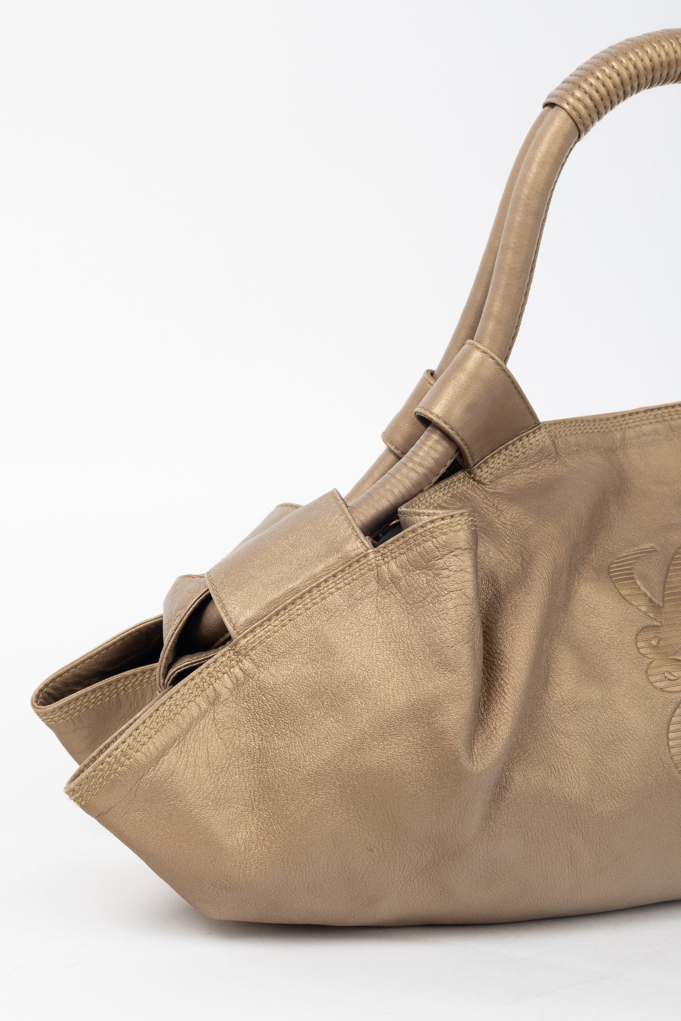 Loewe Nappa Aire Metallic Gold Sheep Skin Anagram Handbag