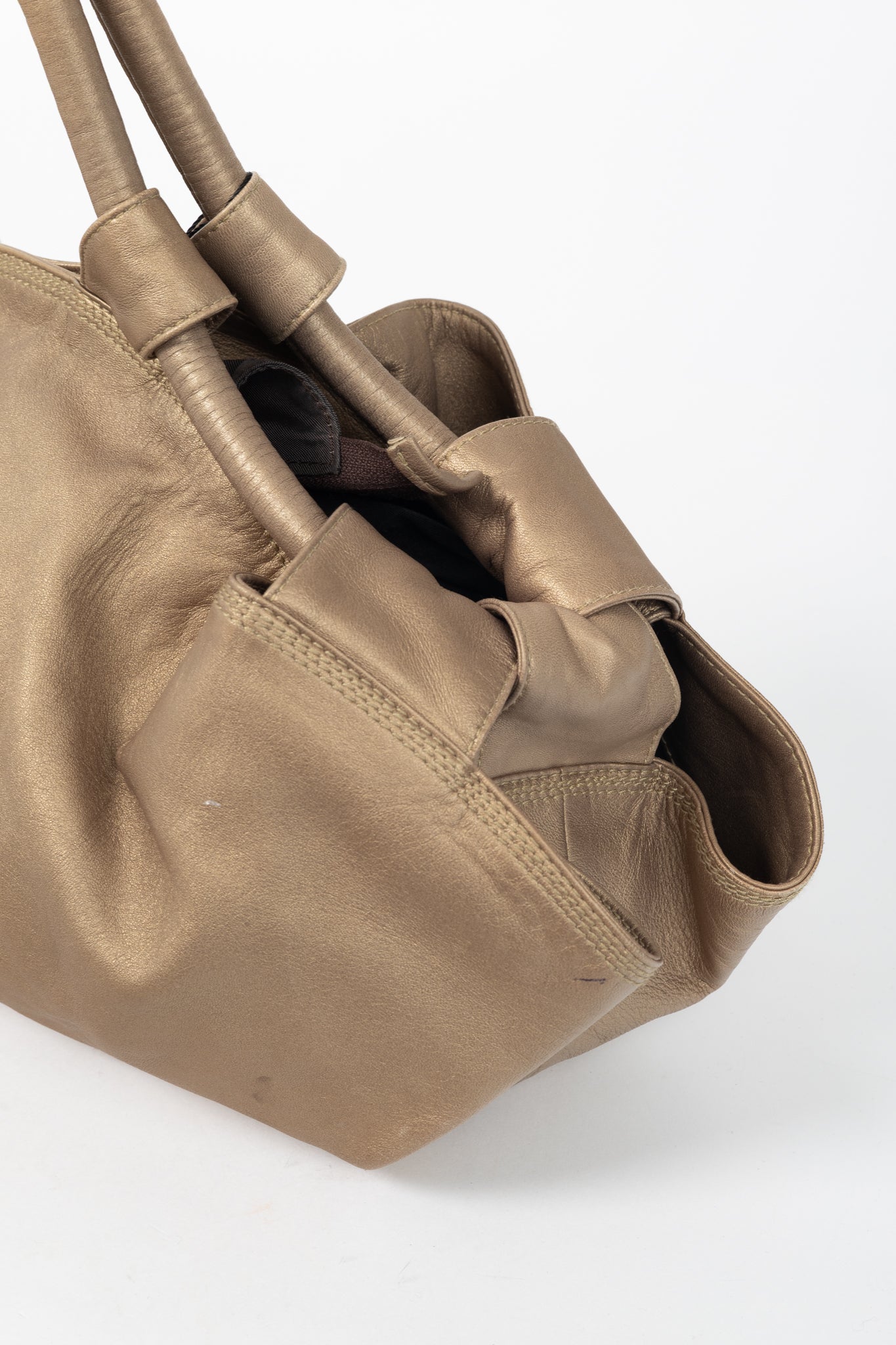 Loewe Nappa Aire Metallic Gold Sheep Skin Anagram Handbag